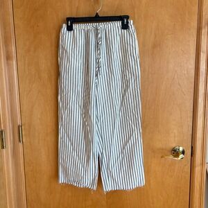 Rhythm Striped Cropped Wide Leg Pants Elastic Waist Drawstring Casual Beach Boho